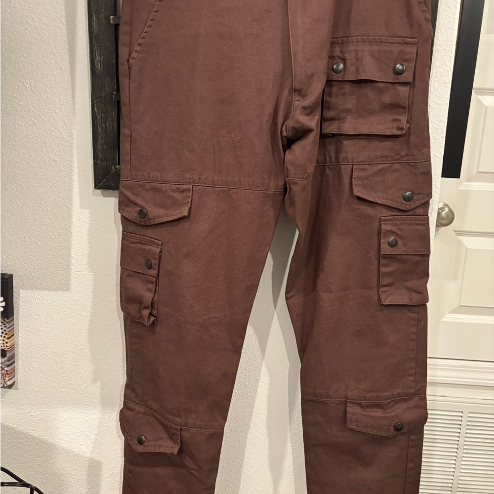 Boohoo Brown Cargo Pants Relaxed Fit